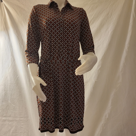 Max Studio Printed BlkCotta Ring chain Shirtdress - Picture 3 of 6